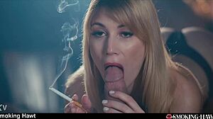 POV Intense Cowgirl Ride with Horny Blonde Smoker Sharon White Spitting on Thick Cock