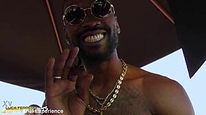 backstage madness with melysia’s first double penetration and pee drink by huge bbc