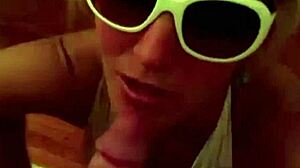 Hot blonde slut drains my dick of jizz