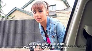 Teen 18+ with beautiful tits bangs hard in public POV