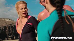 Blonde Babe Cherry Kiss Outside