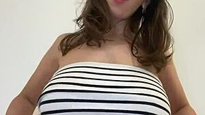 lesbian next door plays with huge boobs in leaked clip 😳