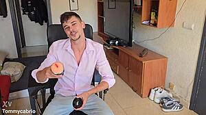 playing with a crazy toy that twists and turns, exploring its features on my skinny body