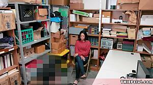 petite half black shoplifter teen 18+ caught and gets her tiny 18+ interracial pussy fucked by the mall cop