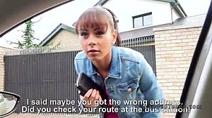 Teen 18+ with beautiful tits bangs hard in public POV