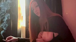 Artemisia Love Feels Sexy Showing Big Boobs While Smoking Fetish Session