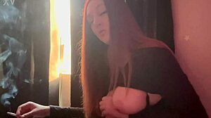 Artemisia Love Feels Sexy Showing Big Boobs While Smoking Fetish Session