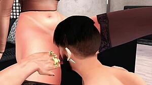 babydoll takes huge black cock deep, squirts cum in wild machinima scene