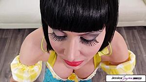 Watch jessica jaymes SUCKING and JERKING your big cock!