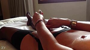 Woman Uses Dildo in Lingerie to Masturbate and Orgasm