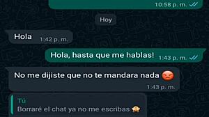 My friend in a mini short gets excited during our whatsapp chat