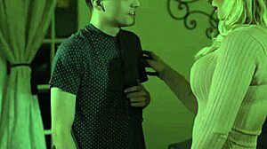 Lonely milf Rachael Cavalli craves satisfaction. Her son-in-law Ricky's thick cock delivers hard in a steamy encounter.