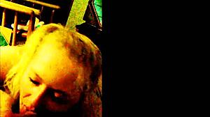 i'm this big tits blonde who loves suckin' and jerkin' him off, cumshot everywhere