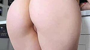 brunette with big ass gets anal fucked in cowgirl