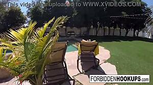 Delivery driver bangs step sister hard for wild cumshot!