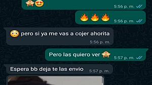 My friend in a mini short gets excited during our whatsapp chat