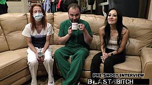 Blaire Celeste in latex sucks cock while getting pussy blasted hard.