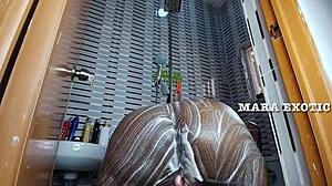 Ebony Nigerian Couple's Steamy Shower Doggystyle - Mara Exotic