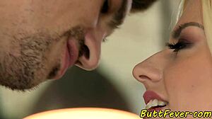 Watch this stockinged euro babe get her ass fucked and suck cock