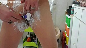 Shaving my pussy and hairy ass