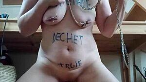 Female slave humiliated in master's office 😏