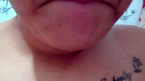 young pornstar shows wet pussy sensually, craving cock in shower