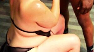 hot white milf serves her sexy black boss in office