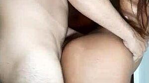 Teen feels delicious pleasure taking cum in her ass on all fours.