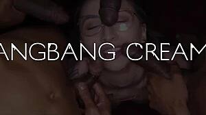 busty latina gets spitroasted in hot scandinavian gangbang