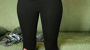 Photoshoot Featuring Hazel Ash in Shiny Button Down and Yoga Pants