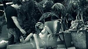 Aubrey Adams masturbates and fucks outdoors in the sun with big tits and monster cock