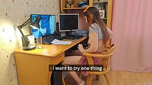 Young European Girl In Skirt And Socks Moans During Solo Video Chat With Neighbors