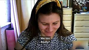 Young European Girl In Skirt And Socks Moans During Solo Video Chat With Neighbors