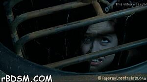 gagged and tied up bondman gets vibrator treatment in femdom session.