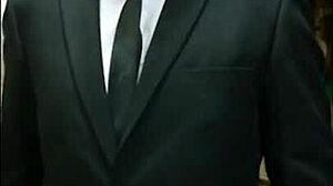 Blowjob Facial Cum on Tie