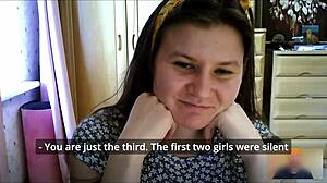 Young European Girl In Skirt And Socks Moans During Solo Video Chat With Neighbors