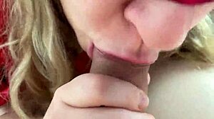 Watch my step sister give a sweet blowjob, licking balls close up on monster cock