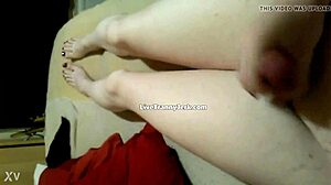 Shemale Cums On Legs And Feet Teasingly