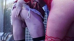 Brunette dominates hot student with ass fucking