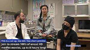 Dr. Tampa conducts Tampa University entrance physical on Jasmine Rose, spreading her small tits in hospital latex