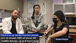 Dr. Tampa conducts Tampa University entrance physical on Jasmine Rose, spreading her small tits in hospital latex