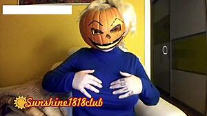 happy halloween with big boobs in pumpkin costume on cam recorded october 31st.