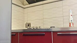 gostosa cleans the stove and feels the heat building up