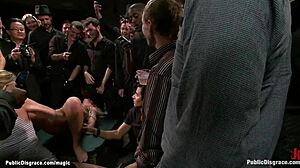 Blond Shaved Pussy Fisted Hard in Public.