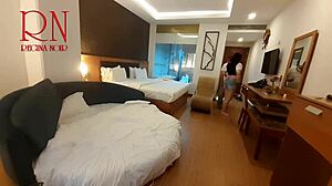 Beautiful College Slut's Navel and Pussy Licked After Drink Spill