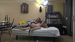 euro pornstars start evening with legs wide open