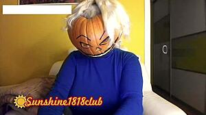 happy halloween with big boobs in pumpkin costume on cam recorded october 31st.