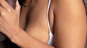 Latina Babe Gives Sloppy Blowjob To Big Black Cock