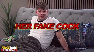 oh, latina babe pranks boyfriend with fake monster cock. she loves riding it in missionary position