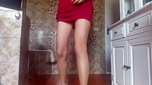 Hot diapered girl pees in tight sexy dress